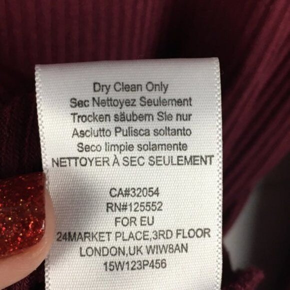 Anthropologie Burgundy Ribbed Button-Detail Cowl Neck Long Sleeve Top - Picture 4 of 5